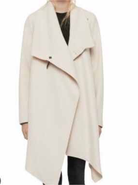 ALLSAINTS City Monument Cream Italian Wool Blend Asymmwtrical Coat size US4/UK8